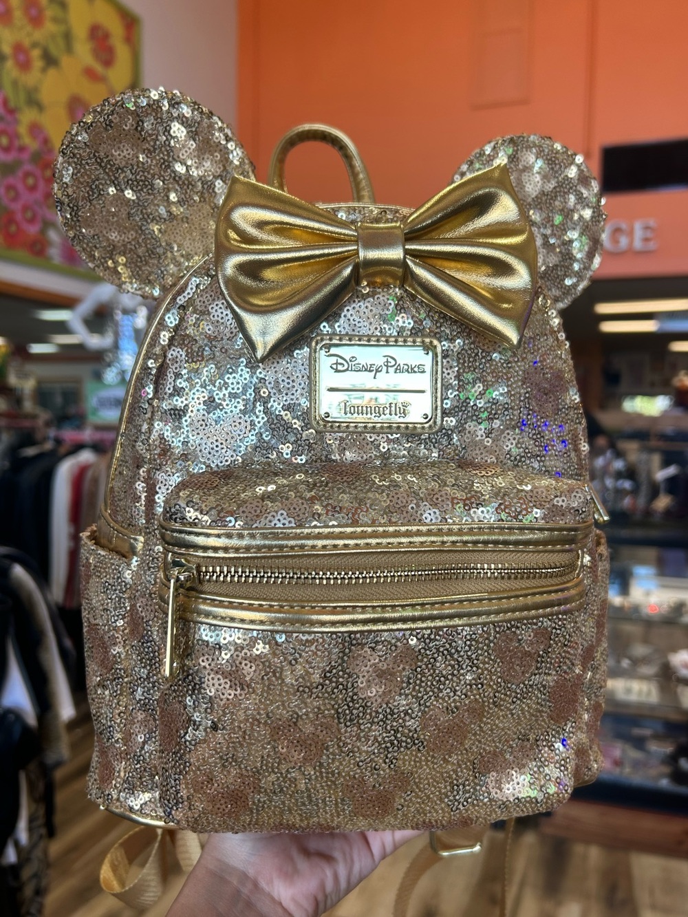Loungefly Disney Sequin Minnie Mini Backpack - Yellow Gold